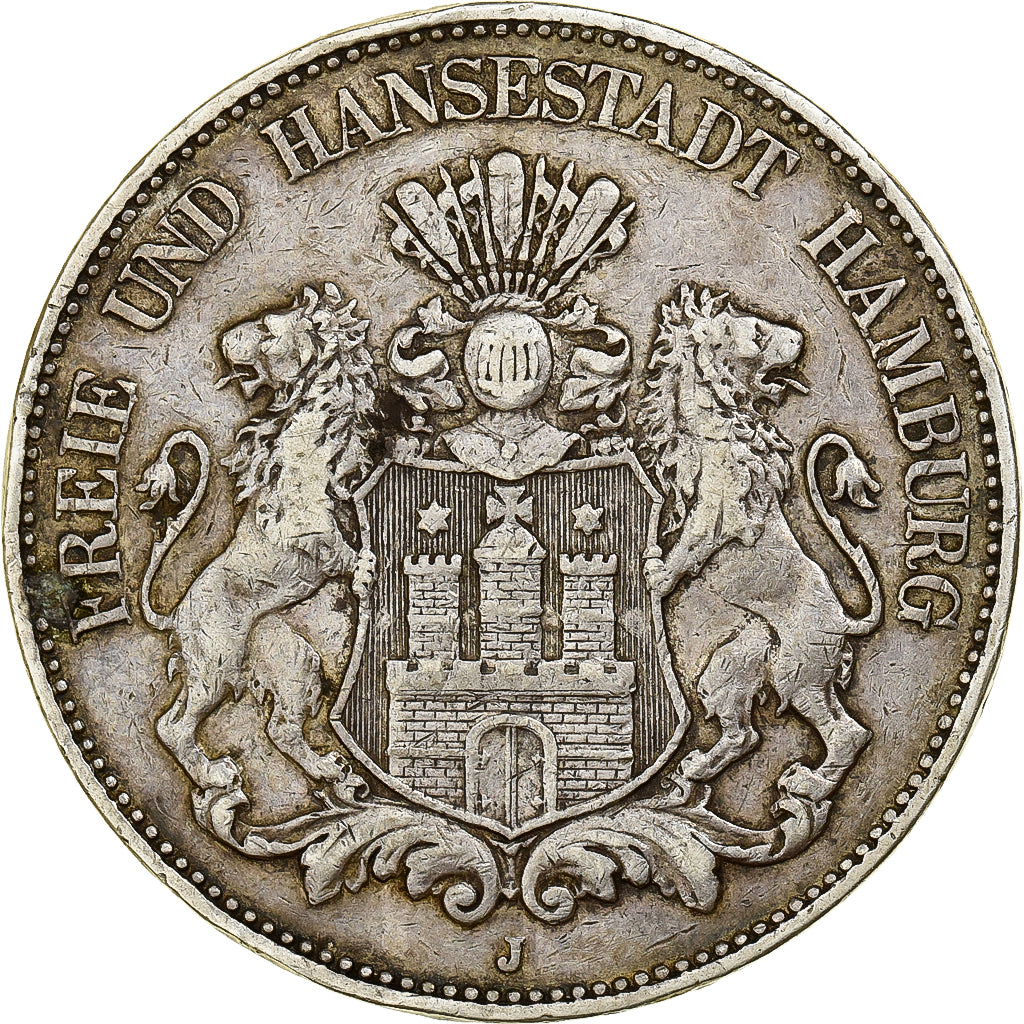 Moneta, Stati tedeschi, HAMBURG, 5 Mark, 1903, Hamburg, BB, Argento, KM:610