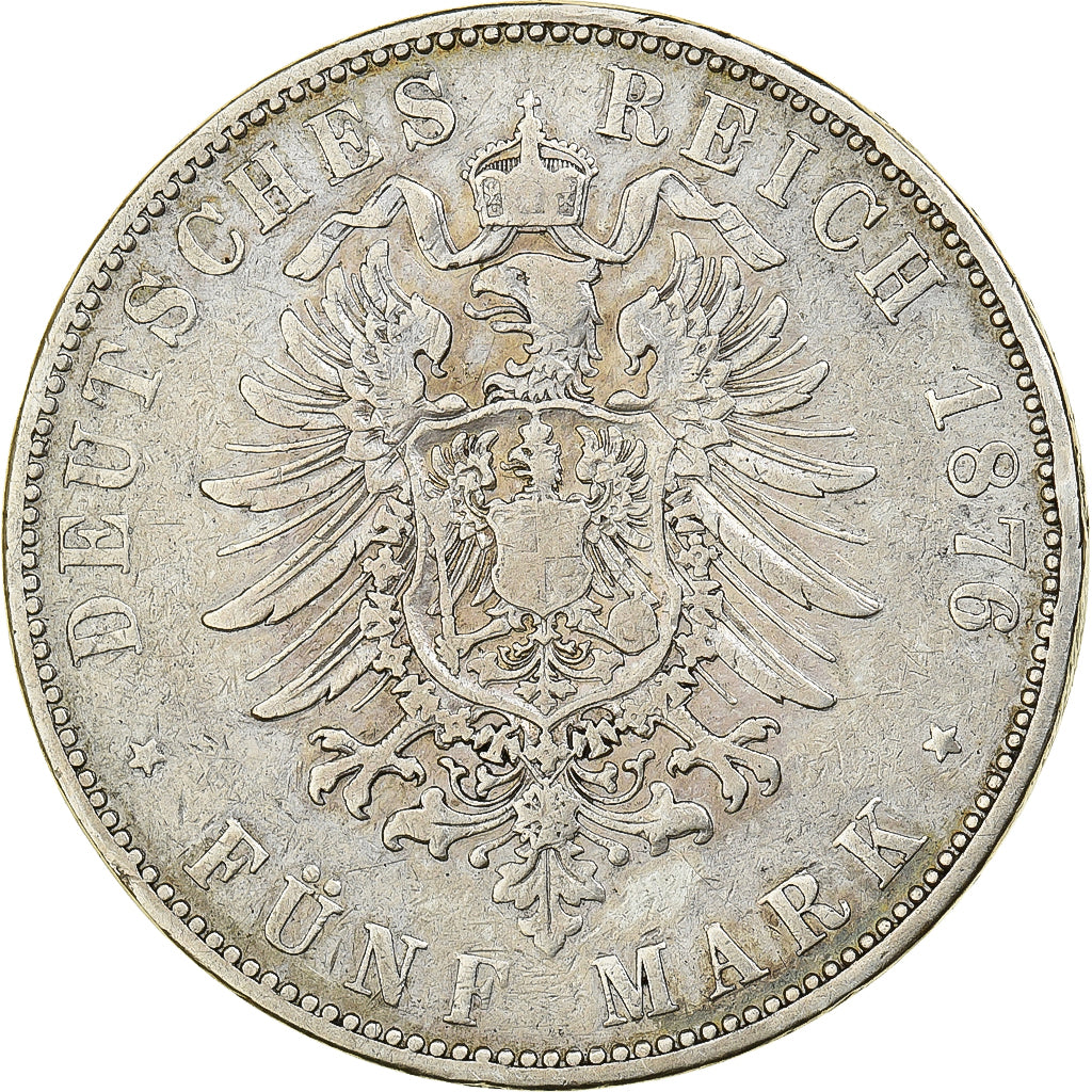 Grand Duchy of Hessen-Darmstadt, Ludwig III, 5 Mark, 1876, Darmstadt, Zilver