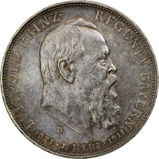 Stati tedeschi, BAVARIA, Luitpold, 5 Mark, 1911, Munich, Argento, BB+, KM:999