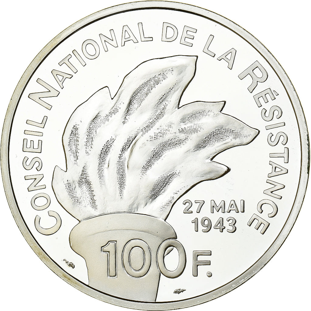 Moneta, Francja, 100 Francs, 1993, MS(65-70), Srebro, KM:1023, Gadoury:C39