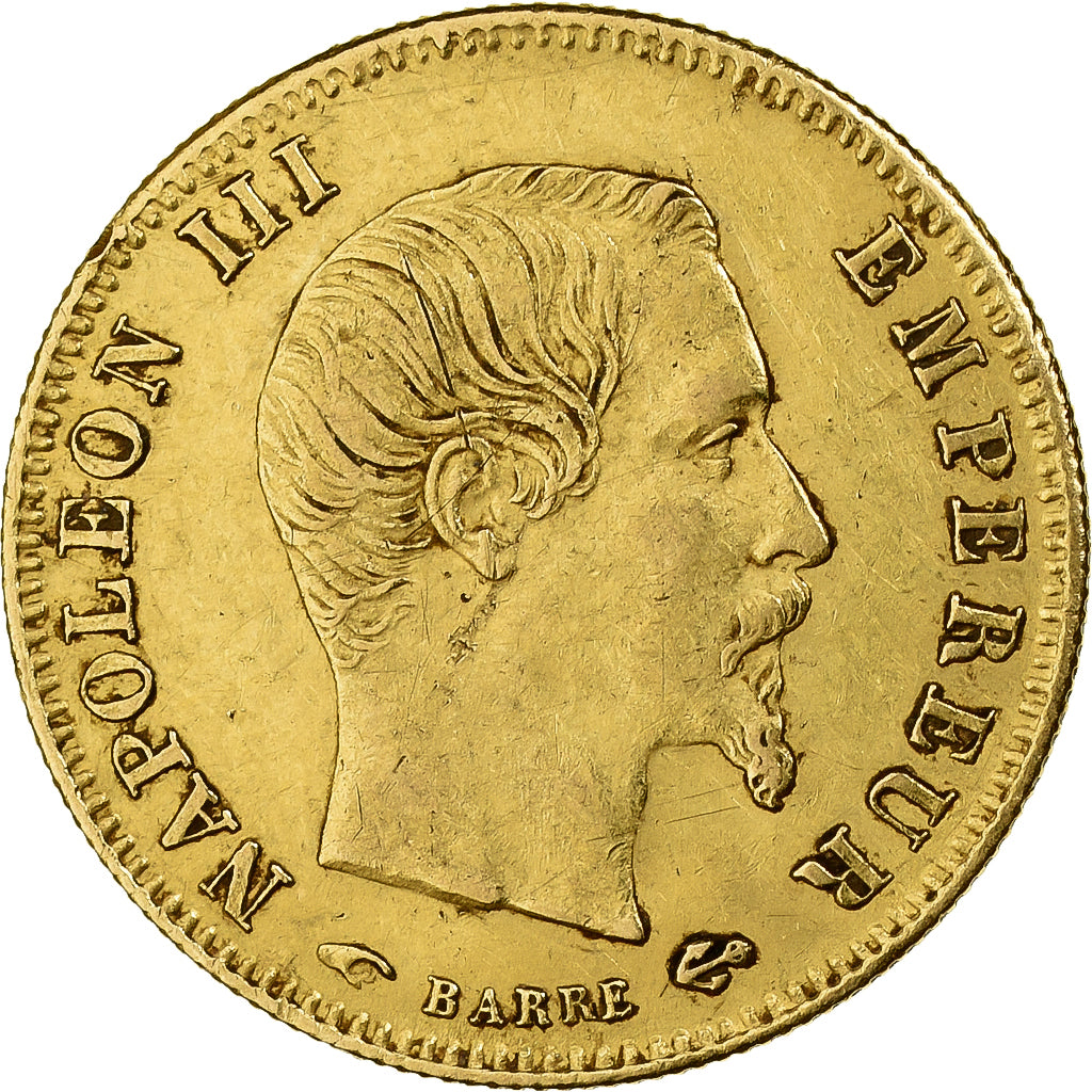 Frankreich, Napoleon III, 5 Francs, 1858, Paris, Gold, SS+, Gadoury:1001