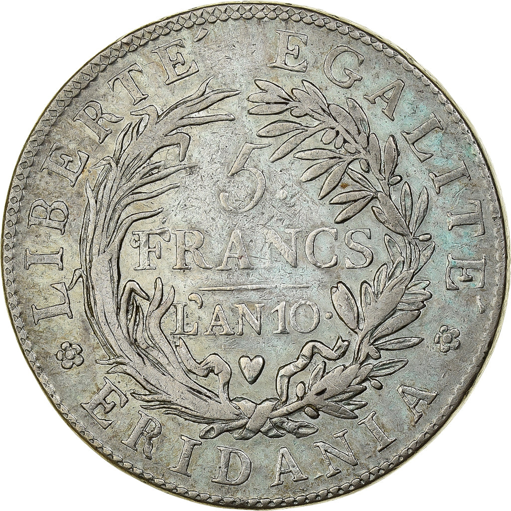ESTADOS ITALIANOS, PIEDMONT REPUBLIC, 5 Francs, AN 10 (1801), Turin, Prata