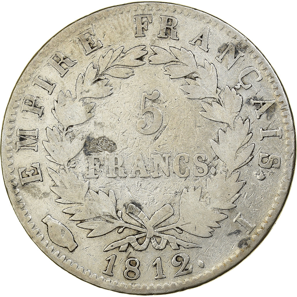 Moneta, Francia, Napoleon I, 5 Francs, 1812, Limoges, MB, Argento, Gadoury:584