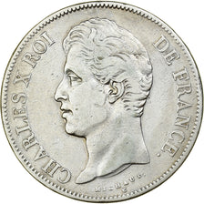 France, Charles X, 5 Francs, 1827, Lille,VF(30-35),Silver,KM:728.13,Gadoury 644