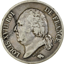 France, Louis XVIII,5 Francs,1824, Lille,VF(30-35),Silver,KM 711.13,Gadoury 614
