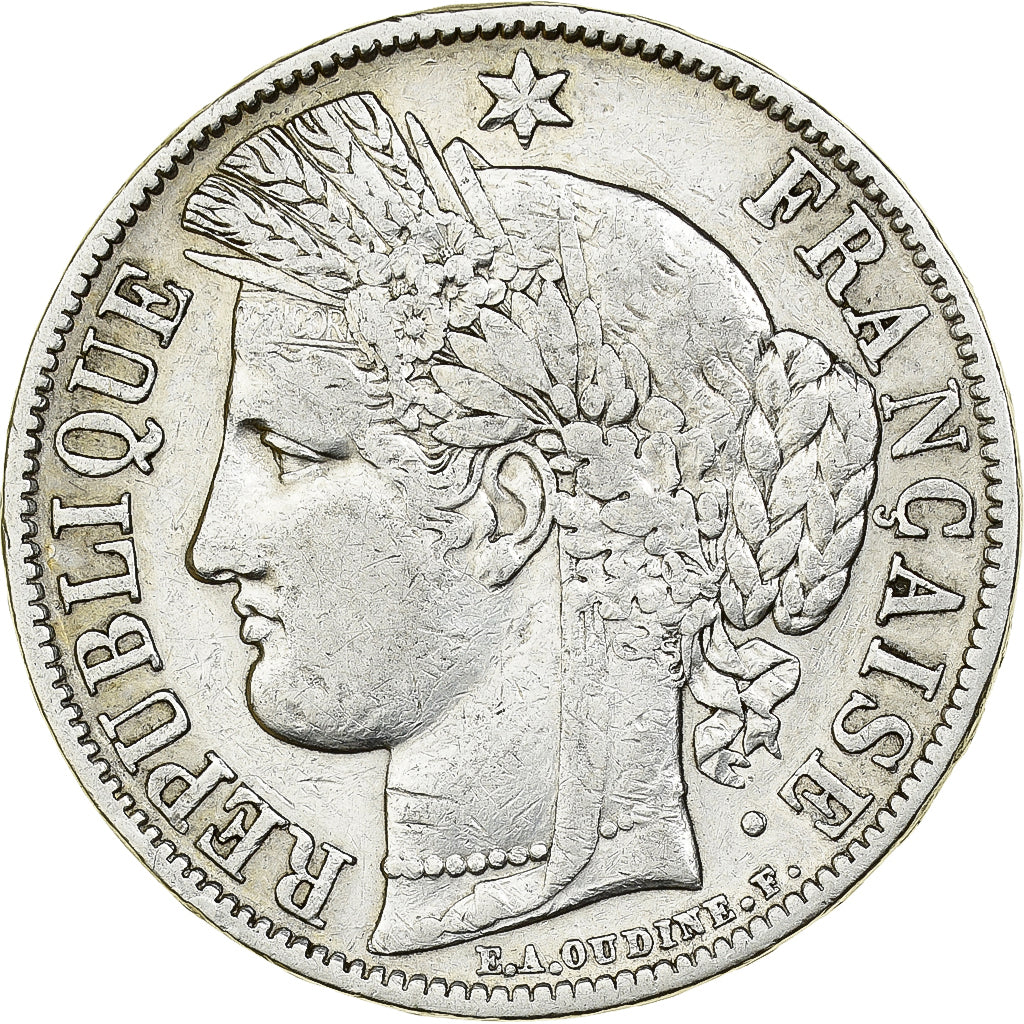 Moeda, França, Cérès, 5 Francs, 1851, Paris, VF(30-35), Prata, KM:761.1