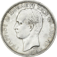 Griechenland, George I, 5 Drachmai, 1876, Paris, Silber, SS, KM:46