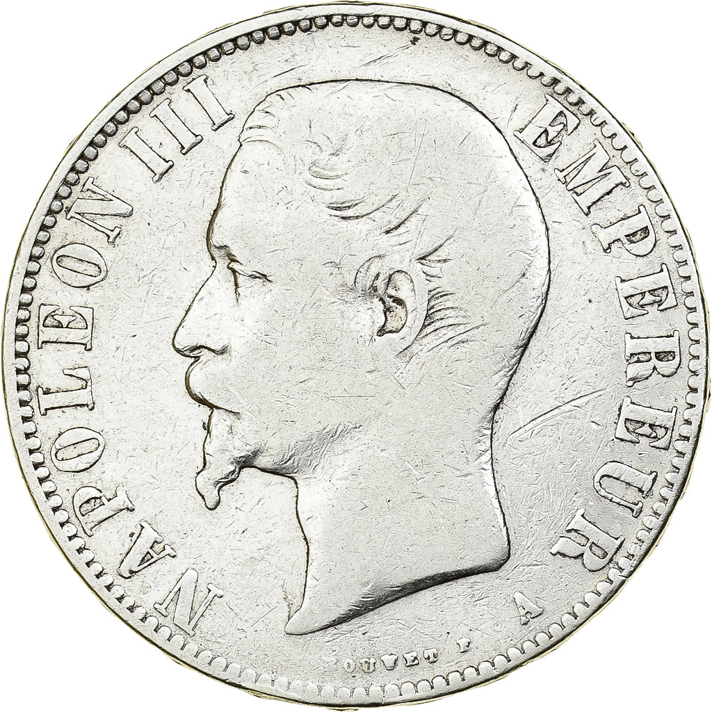 Moeda, França, Napoleon III, 5 Francs, 1856, Paris, VF(20-25), Prata, KM:782.1