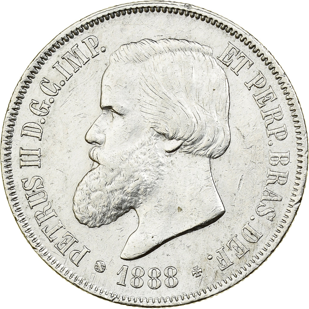 Brasile, Pedro II, 2000 Reis, 1888, Argento, BB, KM:485