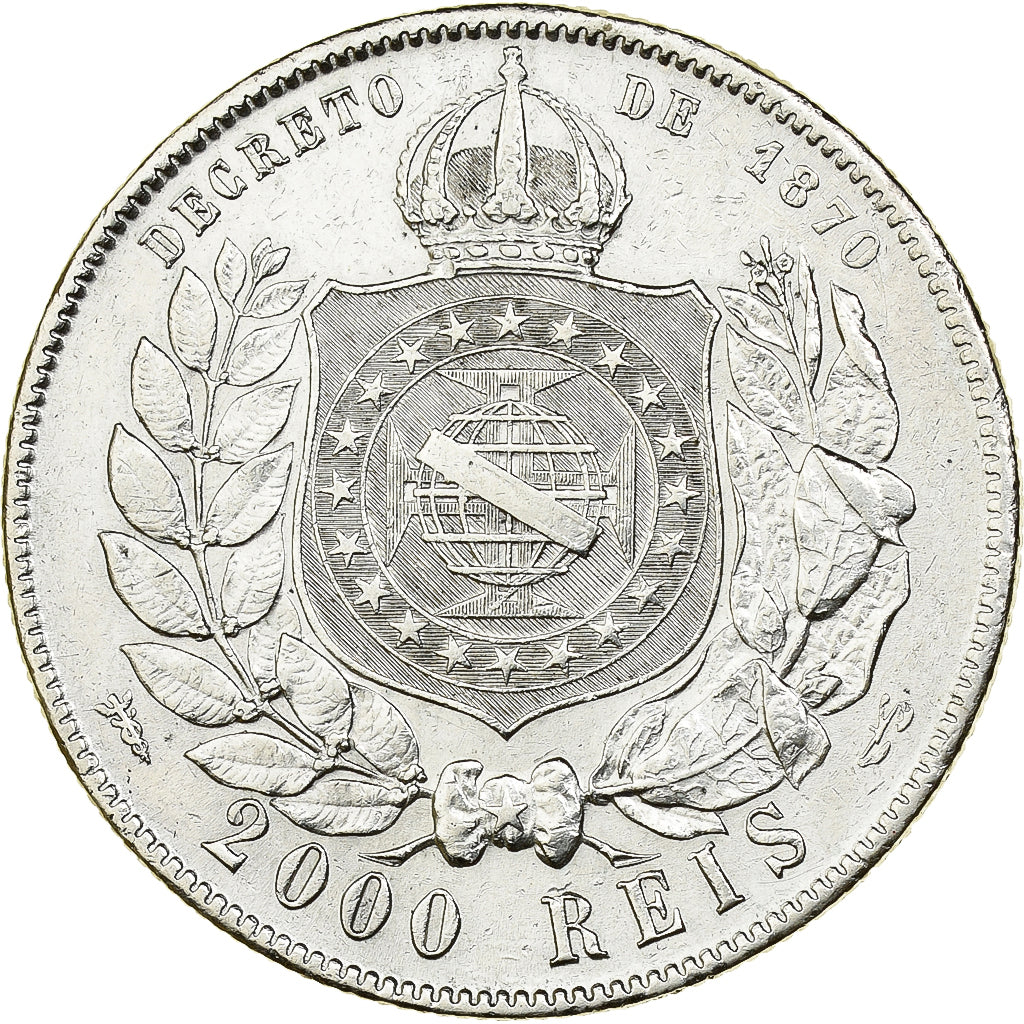 Brasile, Pedro II, 2000 Reis, 1888, Argento, BB, KM:485