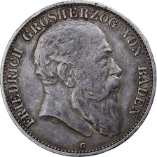 German States, 5 Mark, 1904, Karlsruhe, KM #274, VF(30-35), Silver, 38, 27.73