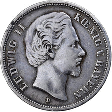 German States, BAVARIA, Ludwig II, 5 Mark, 1874, Munich, Silver, VF(30-35)