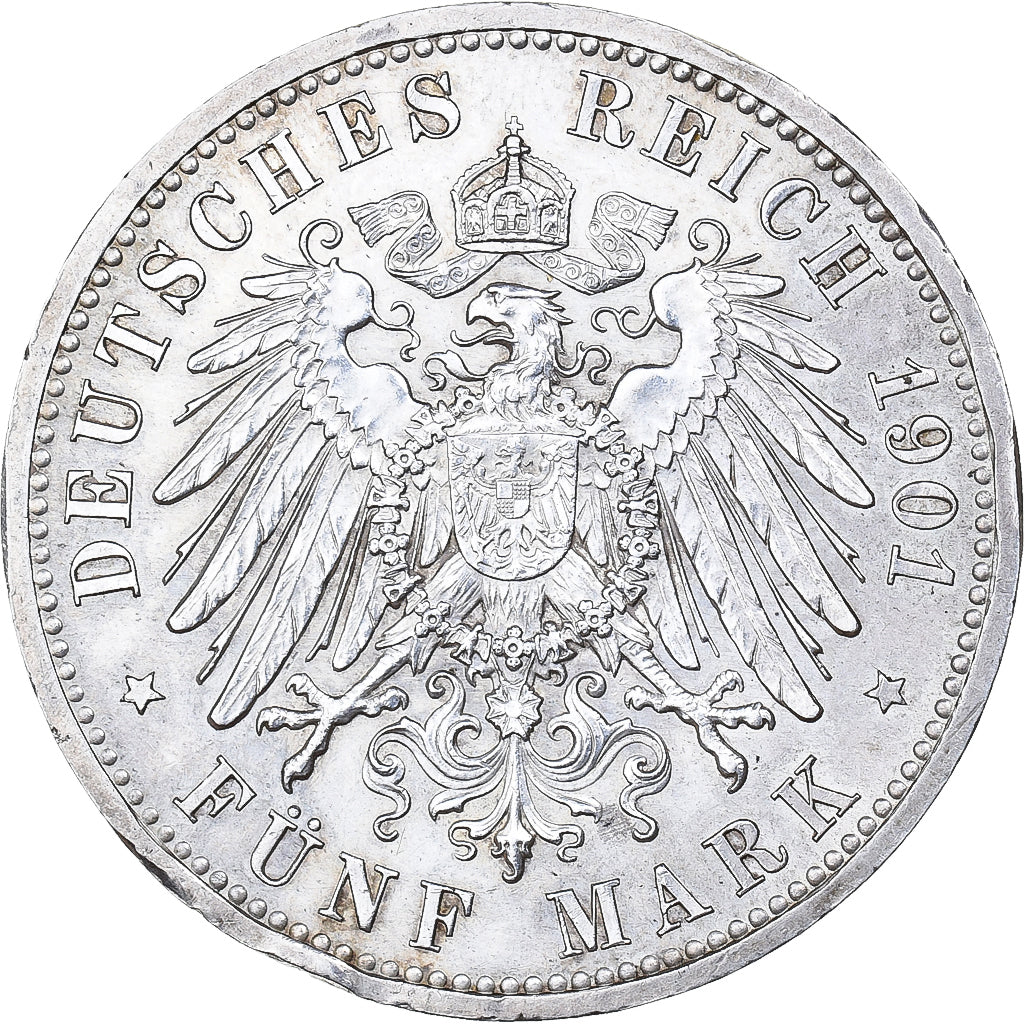 German States, PRUSSIA, Wilhelm II, 5 Mark, 1901, Berlin, Silver, AU(50-53)