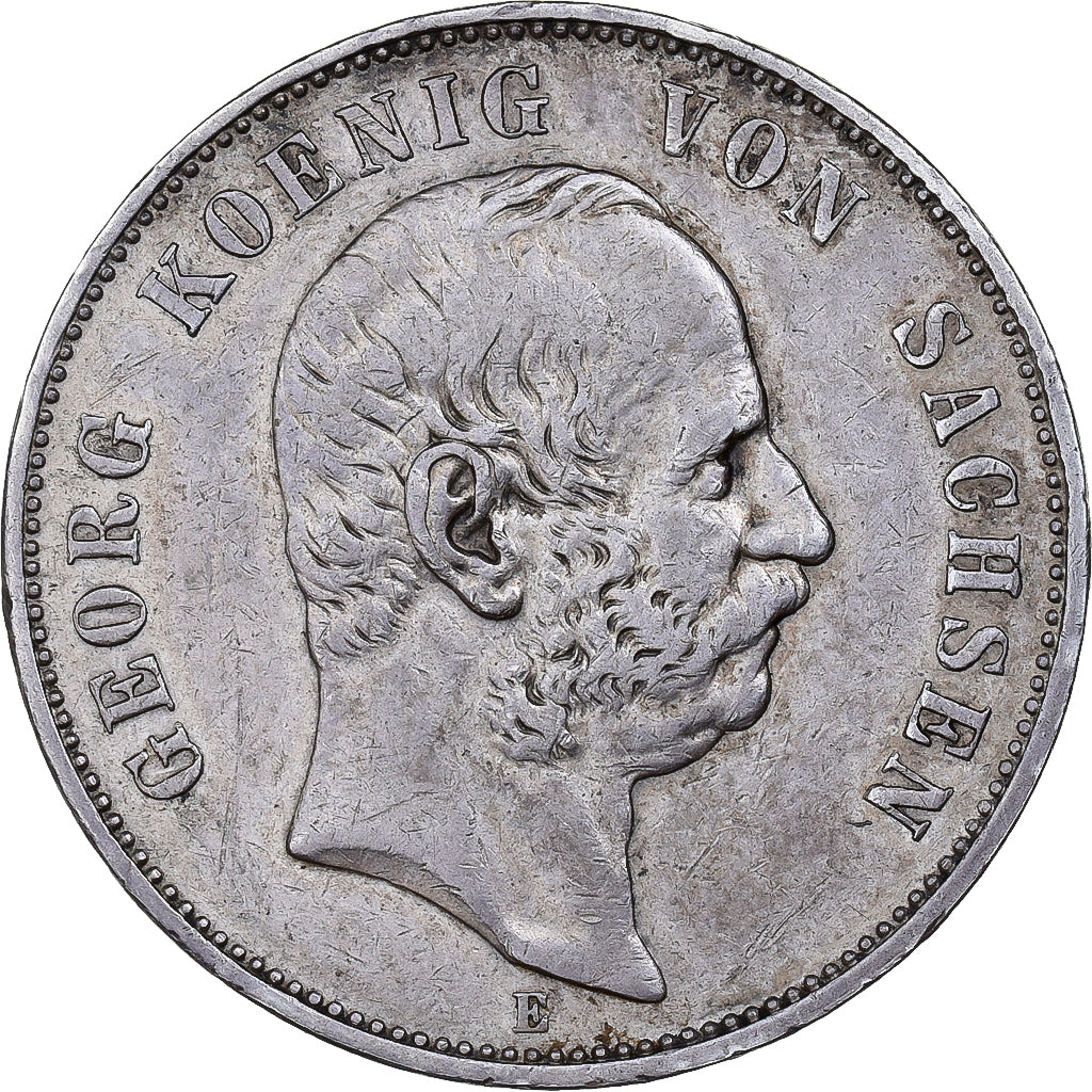 Moeda, Estados Alemães, SAXONY-ALBERTINE, Georg, 5 Mark, 1904, Muldenhütten