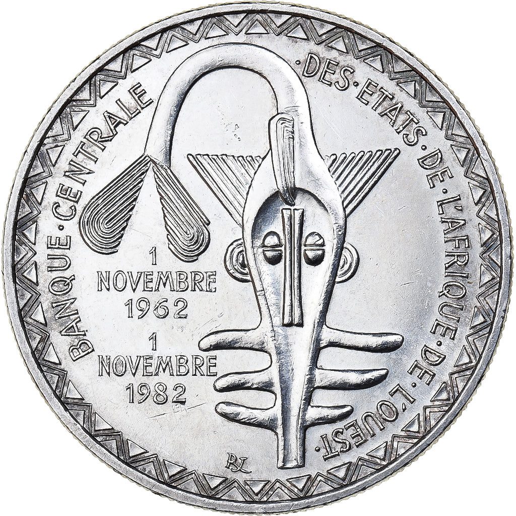 West African States, 5000 Francs, 1982, Silver, MS(60-62), KM:11