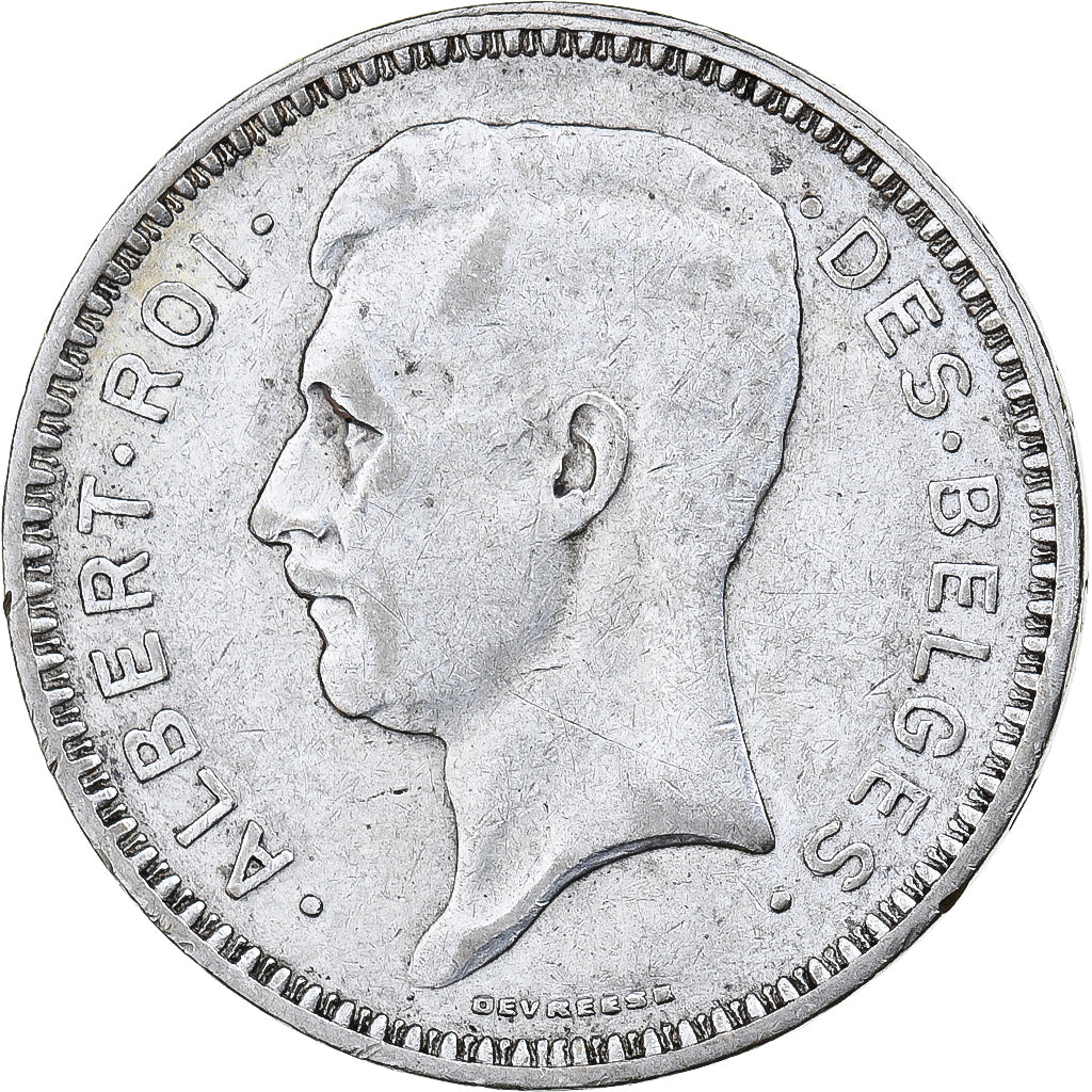 Bélgica, 20 Francs, 1934, Brussels, Prata, VF(30-35)