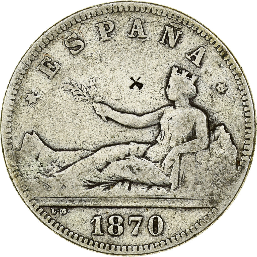 Coin, Spain, Provisional Government, 2 Pesetas, 1870, Madrid, VF(20-25), Silver