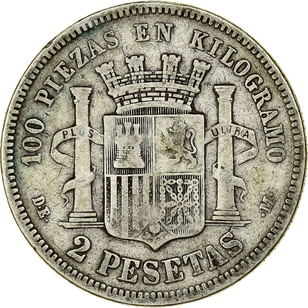 Coin, Spain, Provisional Government, 2 Pesetas, 1870, Madrid, VF(20-25), Silver