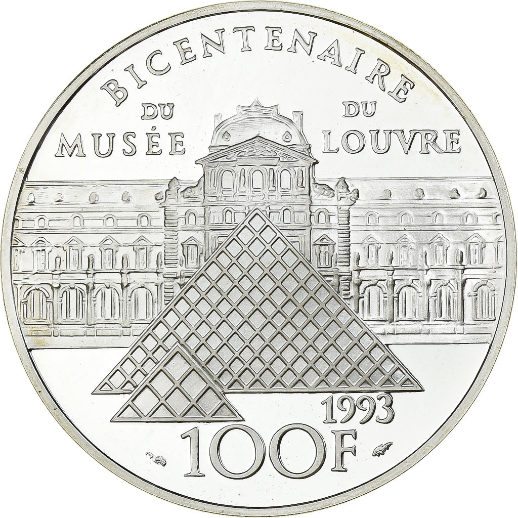 France, 100 Francs, Mona Lisa, 1993, Paris, Silver, MS(63), KM:1017