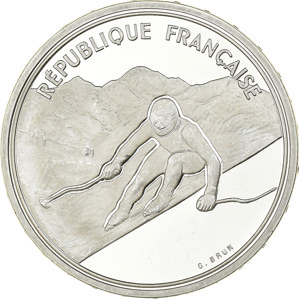 France, 100 Francs, JO Albertville 92, 1989, Paris, BE, Argent, FDC, Gadoury:C1
