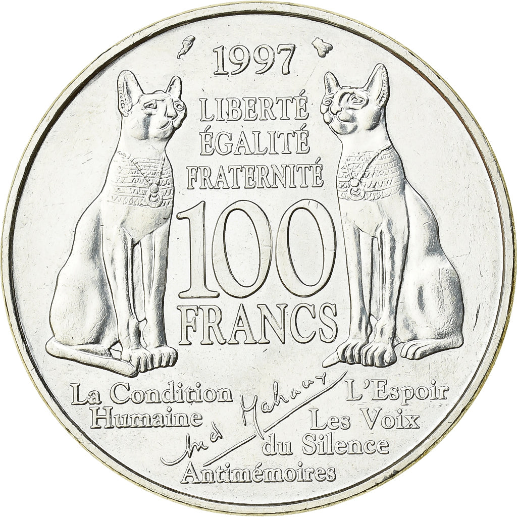 Munten, Frankrijk, André Malraux, 100 Francs, 1997, Paris, PR, Zilver, KM:1188