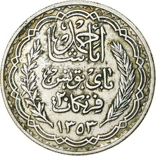 Tunisia, Ahmad Pasha Bey, 20 Francs, 1935/AH1353, Paris, Silver, VF(30-35)