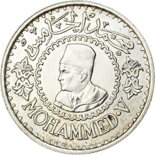Maroko, Mohammed V, 500 Francs, AH 1376 (1956), Paris, Srebro, AU(55-58)
