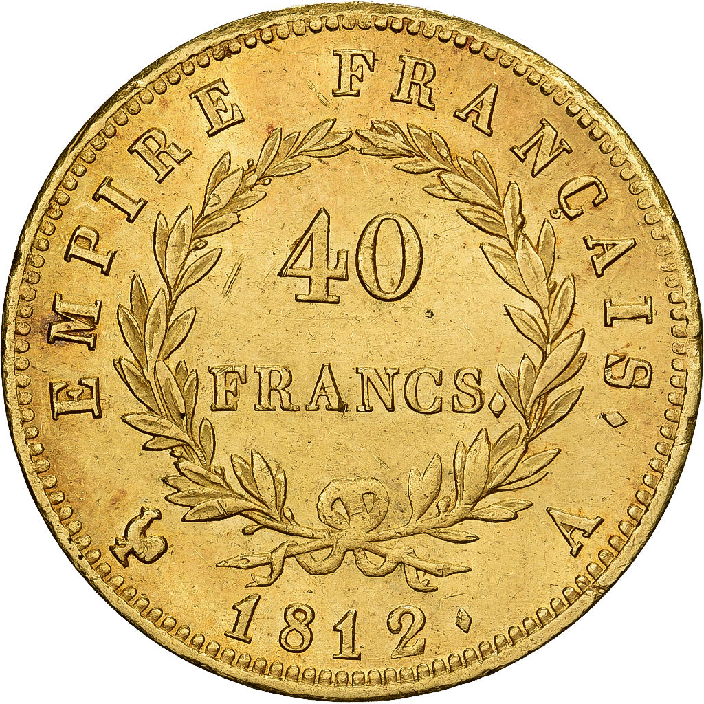 Munten, Frankrijk, Napoléon I, 40 Francs, 1812, Paris, ZF+, Goud, KM:696.1