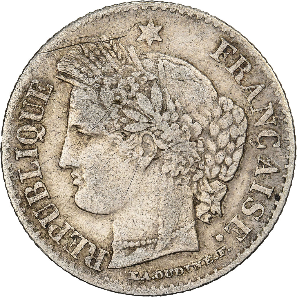 FRANCE, Cérès, 20 Centimes, 1850, Paris, KM #758.1, VF(30-35), Silver, Gadoury #