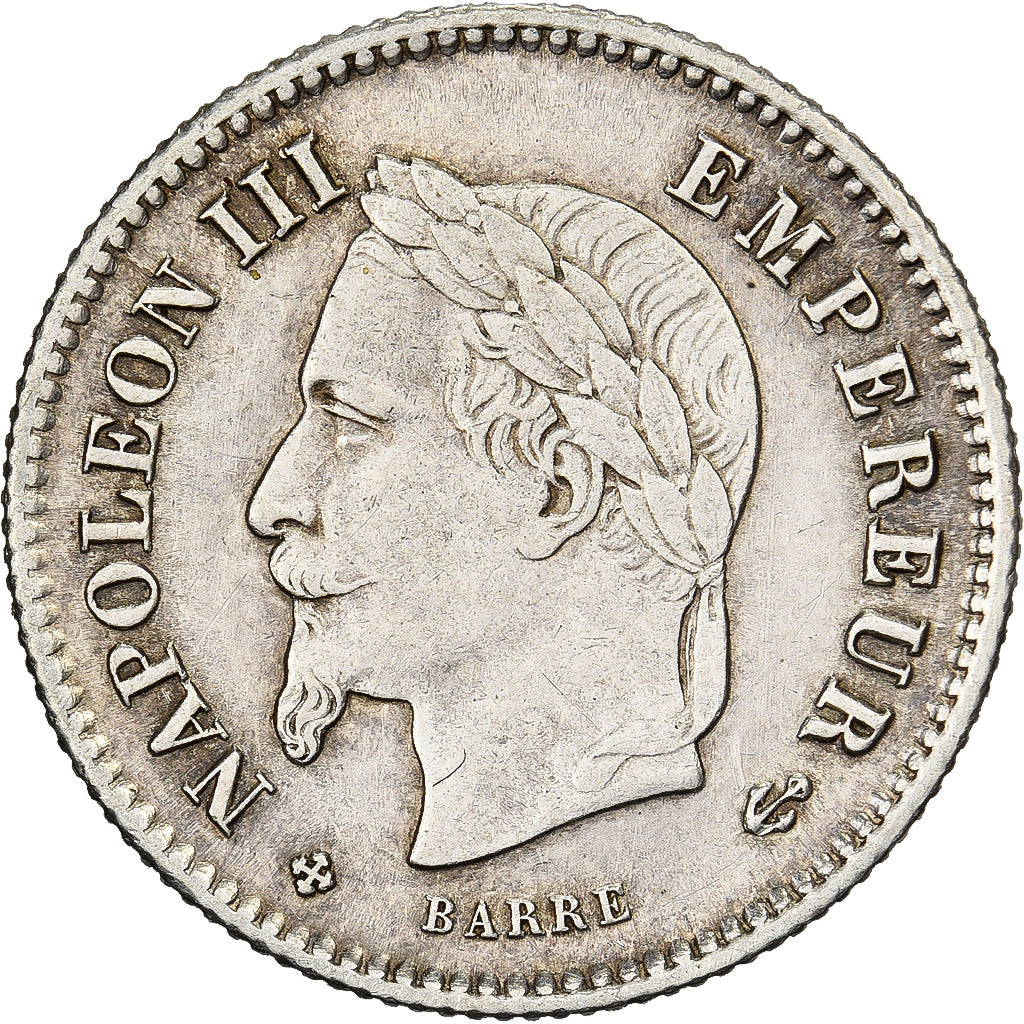 Moneta, Francia, Napoleon III, 20 Centimes, 1867, Strasbourg, BB+, Argento