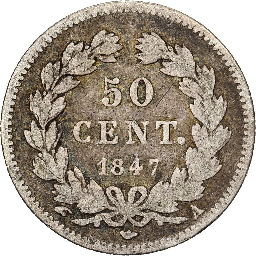 Francia, Louis-Philippe, 50 Centimes, 1847, Paris, MB, Argento, KM:768.1