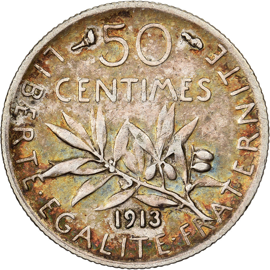 Frankreich, 50 Centimes, Semeuse, 1913, Paris, Silber, S+, Gadoury:420, KM:854
