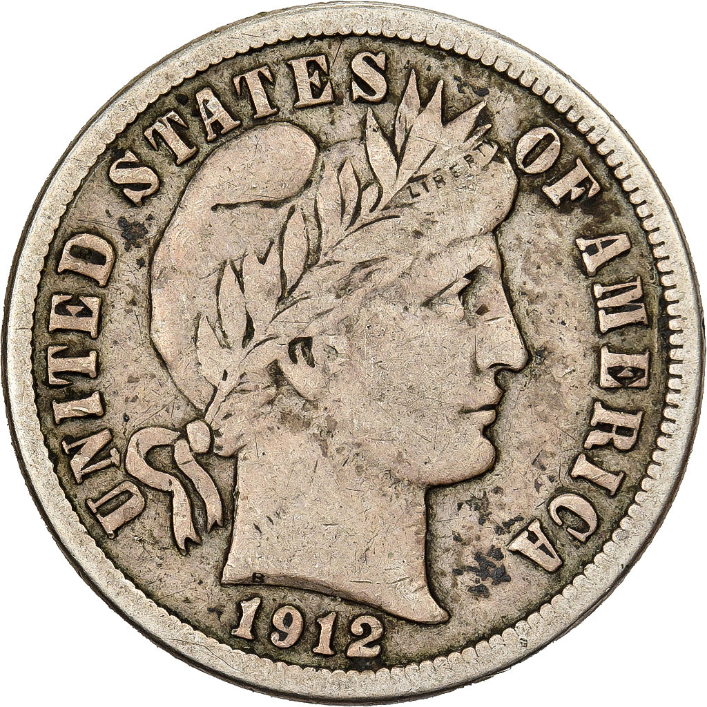 Stati Uniti, Barber Dime, Dime, 1912, U.S. Mint, Denver, MB+, Argento, KM:113