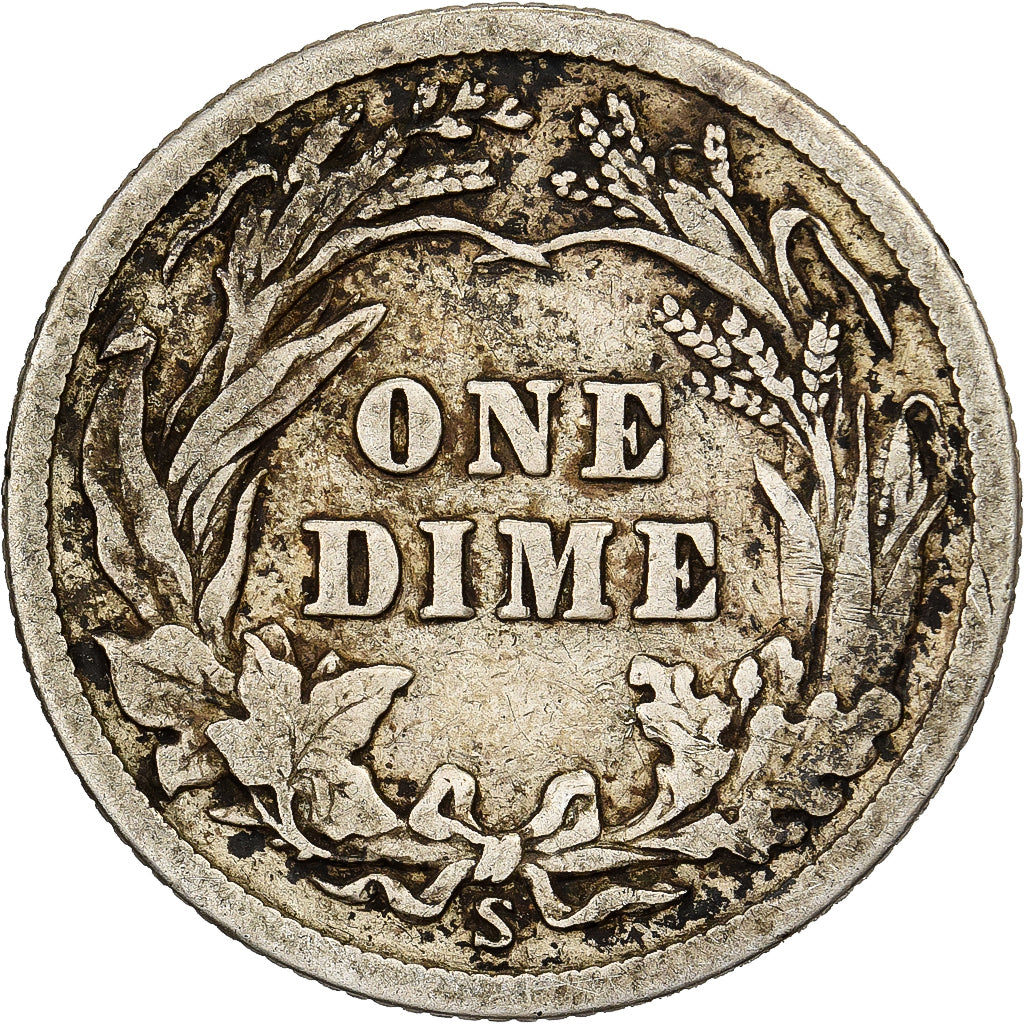 États-Unis, Dime, Barber Dime, 1916, San Francisco, Argent, TB+, KM:113