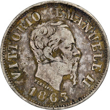 Italia, 50 Centesimi, 1863, Milan, Argento, MB+