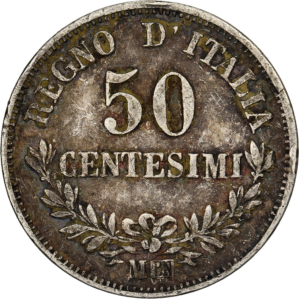 Italia, 50 Centesimi, 1863, Milan, Argento, MB+