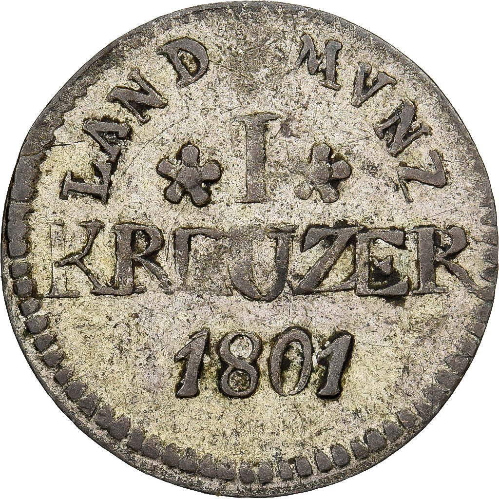 Estados alemanes, HESSE-DARMSTADT, Ludwig X, Kreuzer, 1801, Vellón, BC+, KM:256