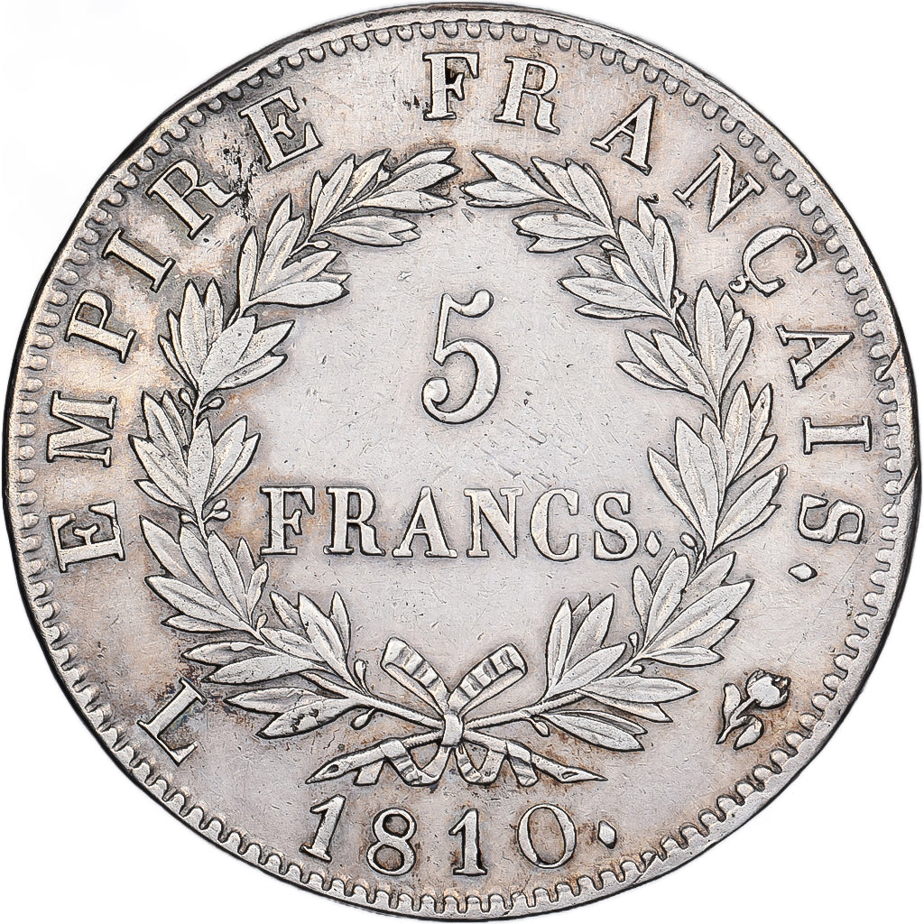France, 5 Francs, 1810, Bayonne, Silver, EF(40-45), Gadoury:584
