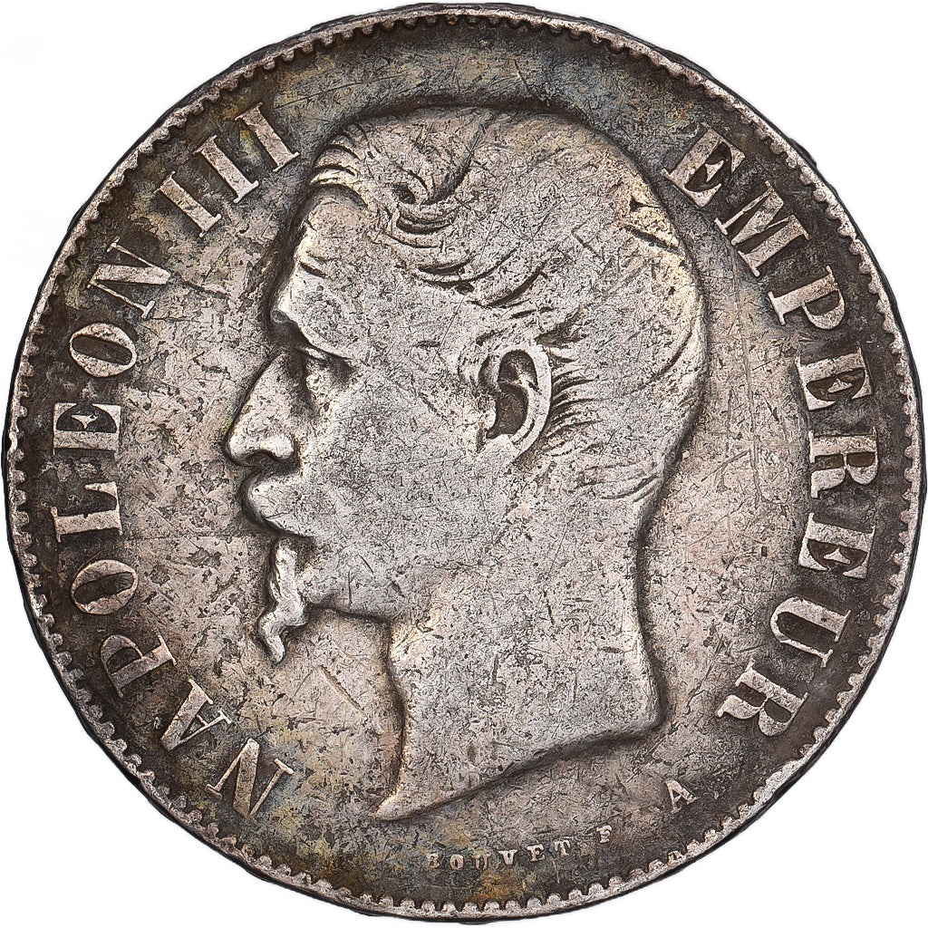Francja, Napoleon III, 5 Francs, Napoléon III, 1856, Paris, Srebro, VF(20-25)
