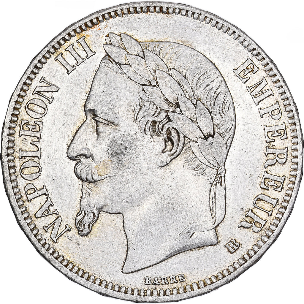 France, Napoléon III, 5 Francs, 1869, Strasbourg, Argent, TTB, Gadoury:739