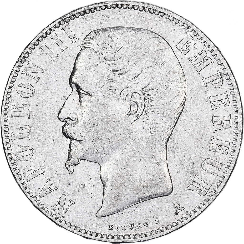 Coin, France, Napoleon III, 5 Francs, 1855, Paris, EF(40-45), Silver, Gad. 734