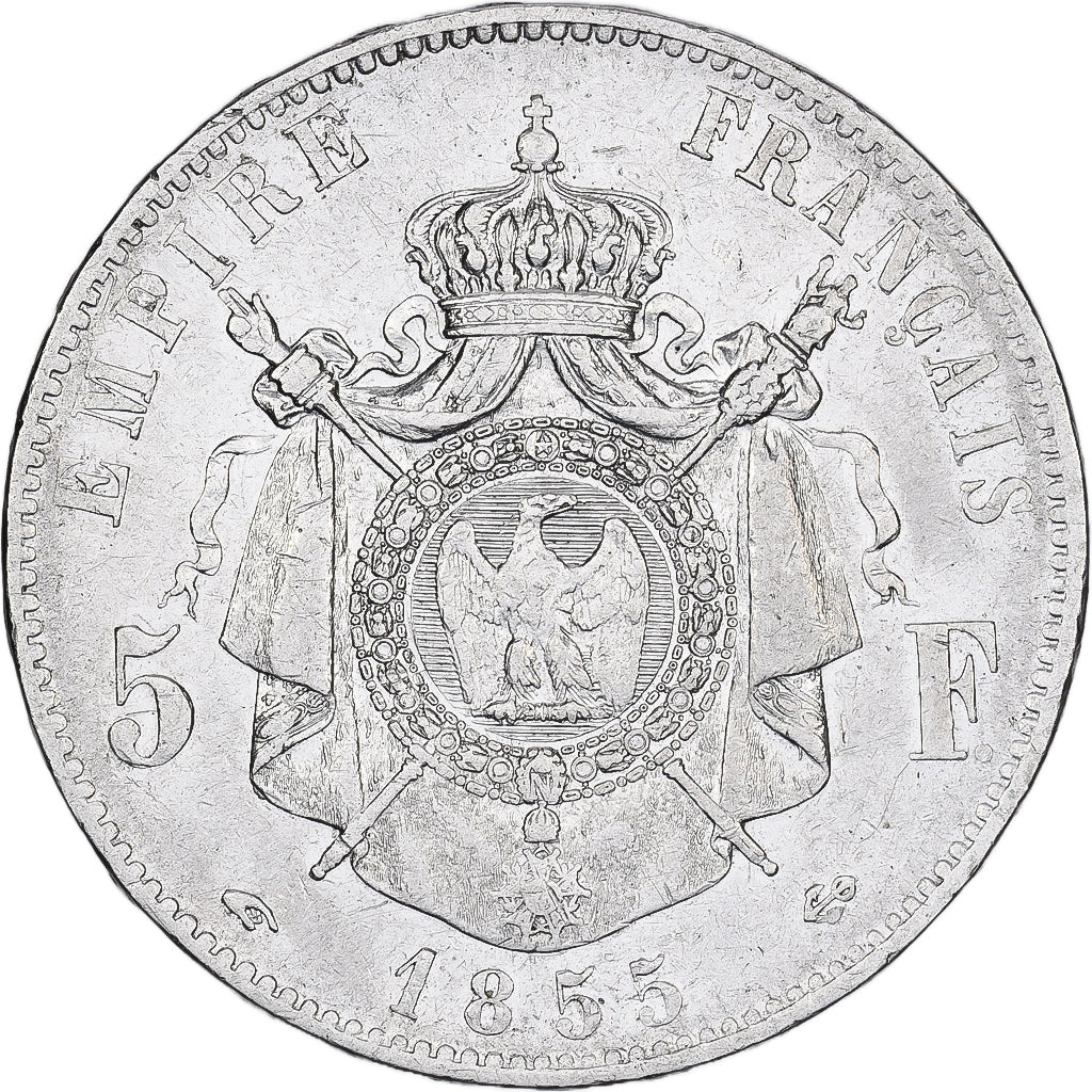 Coin, France, Napoleon III, 5 Francs, 1855, Paris, EF(40-45), Silver, Gad. 734