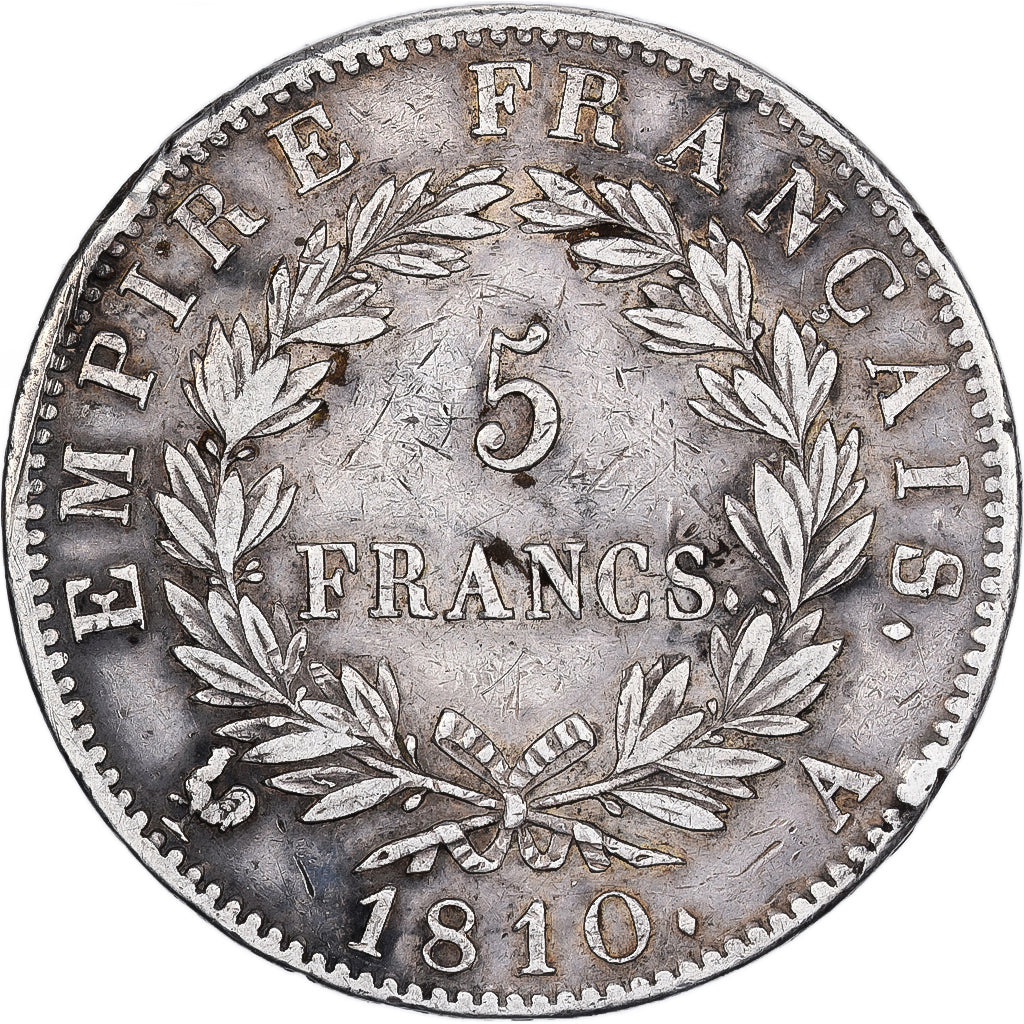 Frankreich, Napoléon I, 5 Francs, 1810, Paris, S+, Silber, KM:694.1
