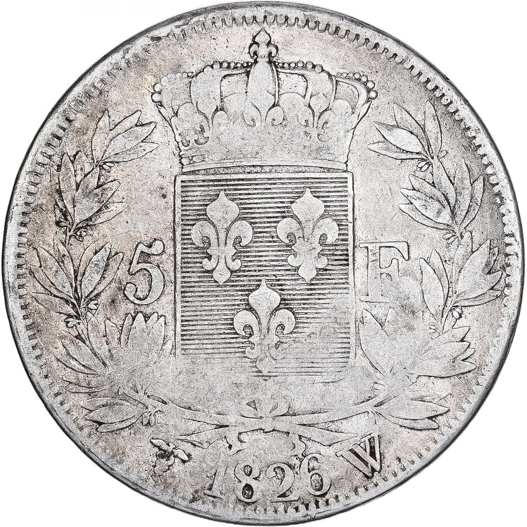 France, Charles X, 5 Francs, 1826, Lille, Satirique, Argent, TB, Gadoury:643