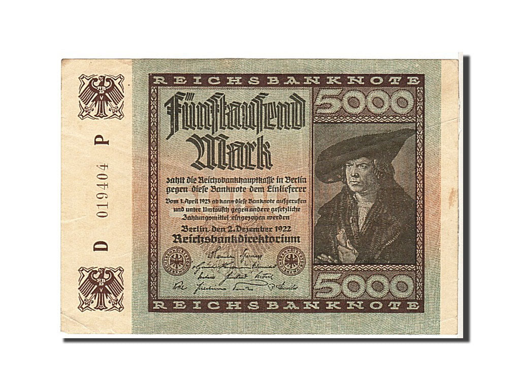 Geldschein, Deutschland, 5000 Mark, 1922, KM:81b, SS+