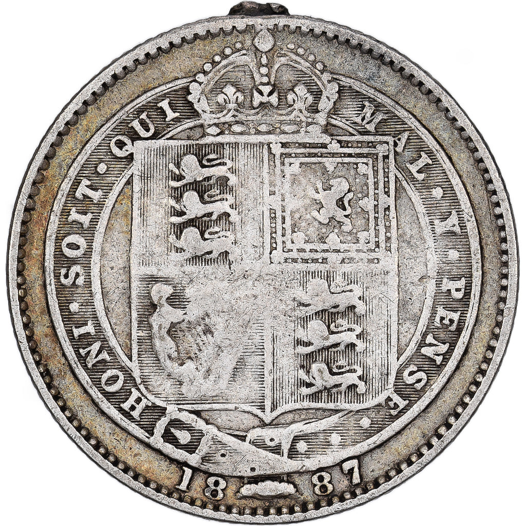 Grande-Bretagne, Victoria, 1 Shilling, 1887, Londres, Argent, TTB
