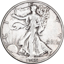 Stati Uniti, Half Dollar, Walking Liberty, 1945, Philadelphia, Argento, BB
