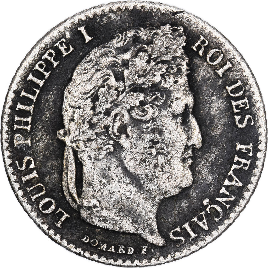 Moeda, França, Louis-Philippe, 1/4 Franc, 1843, Rouen, EF(40-45), Prata
