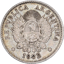 Coin, Argentina, 10 Centavos, 1882, EF(40-45), Silver, KM:26