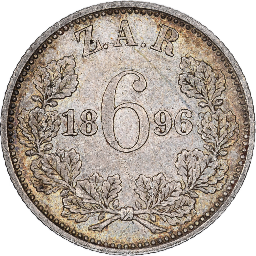 Monnaie, Afrique du Sud, 6 Pence, 1896, TTB, Argent, KM:4
